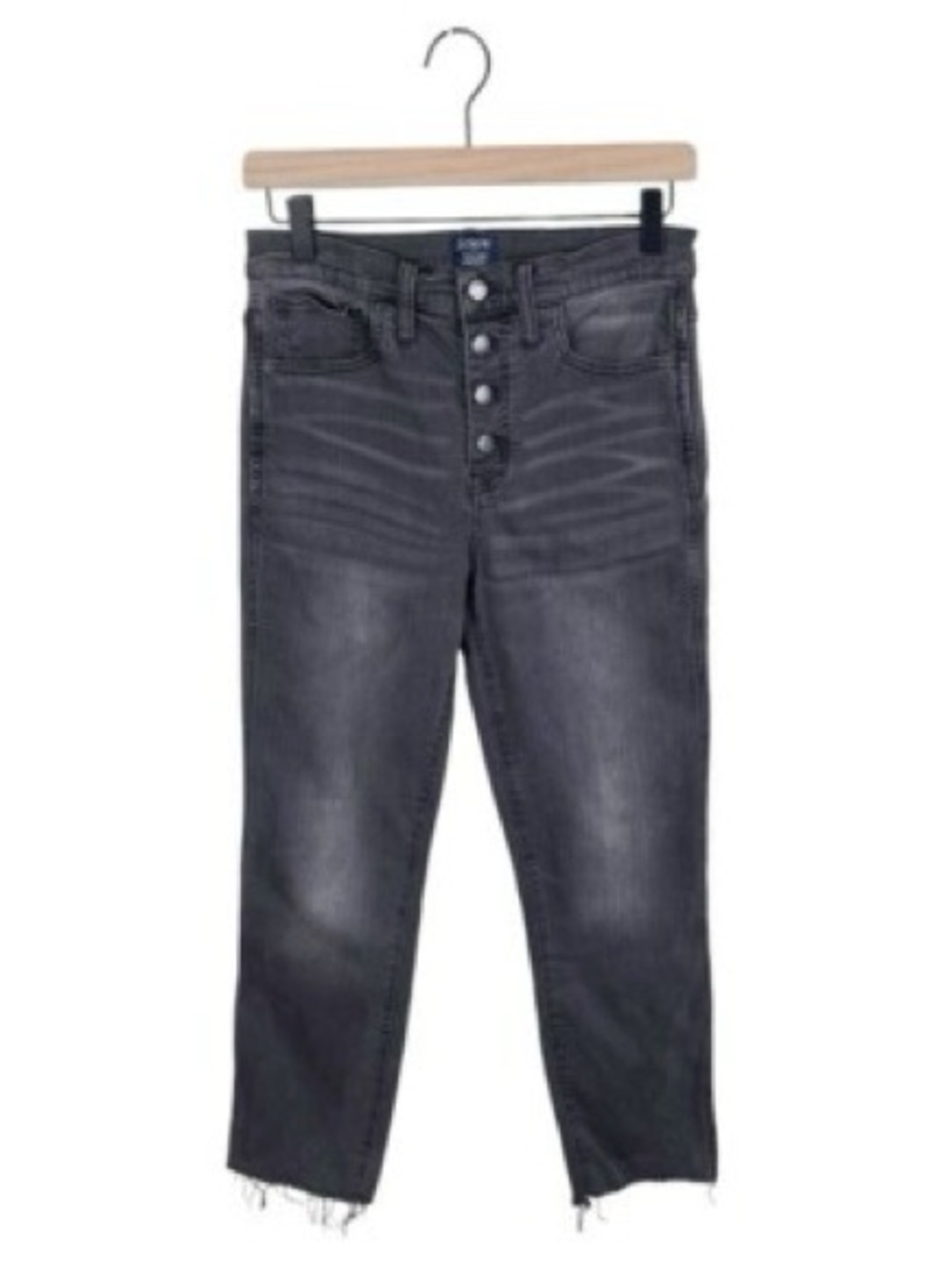 J Crew Button Fly High Rise Vintage Straight Jean Black Gray Size 34 - Picture 1 of 11